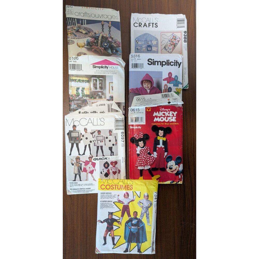 Vintage Sewing Patterns Simplicity McCall's Costume Disney Craft Destash lot of